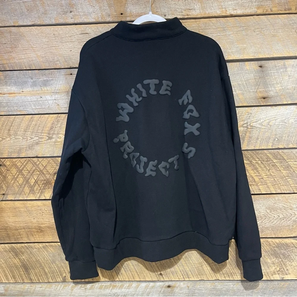 White Fox Boutique Project 5 1/4 Zip Black Sweatshirt Size L/XL Pullover Casual - Picture 2 of 11